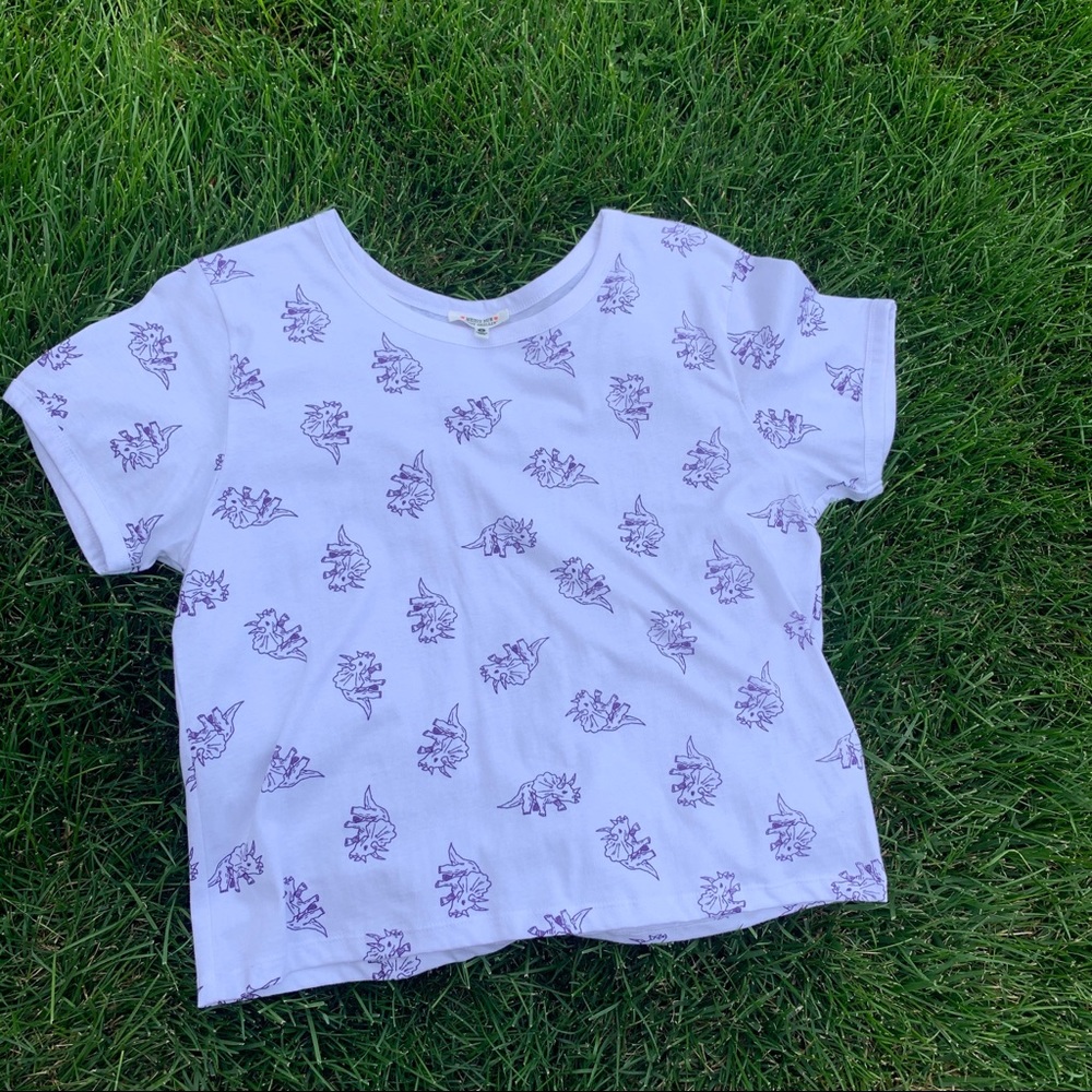 Purple & White Dinosaur Crop-Top